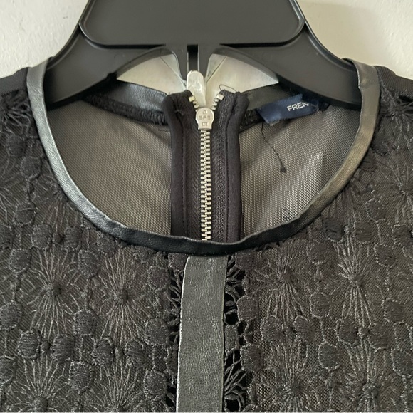 Lace faux leather  French Connection Black Sheer Jumpsuit size 6 - Picture 9 of 12